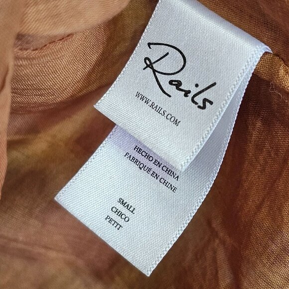 Rails Amabella‎ Puff Sleeve Mini Dress In Tigers Eye NWOT Brown Women's Small - Picture 7 of 15